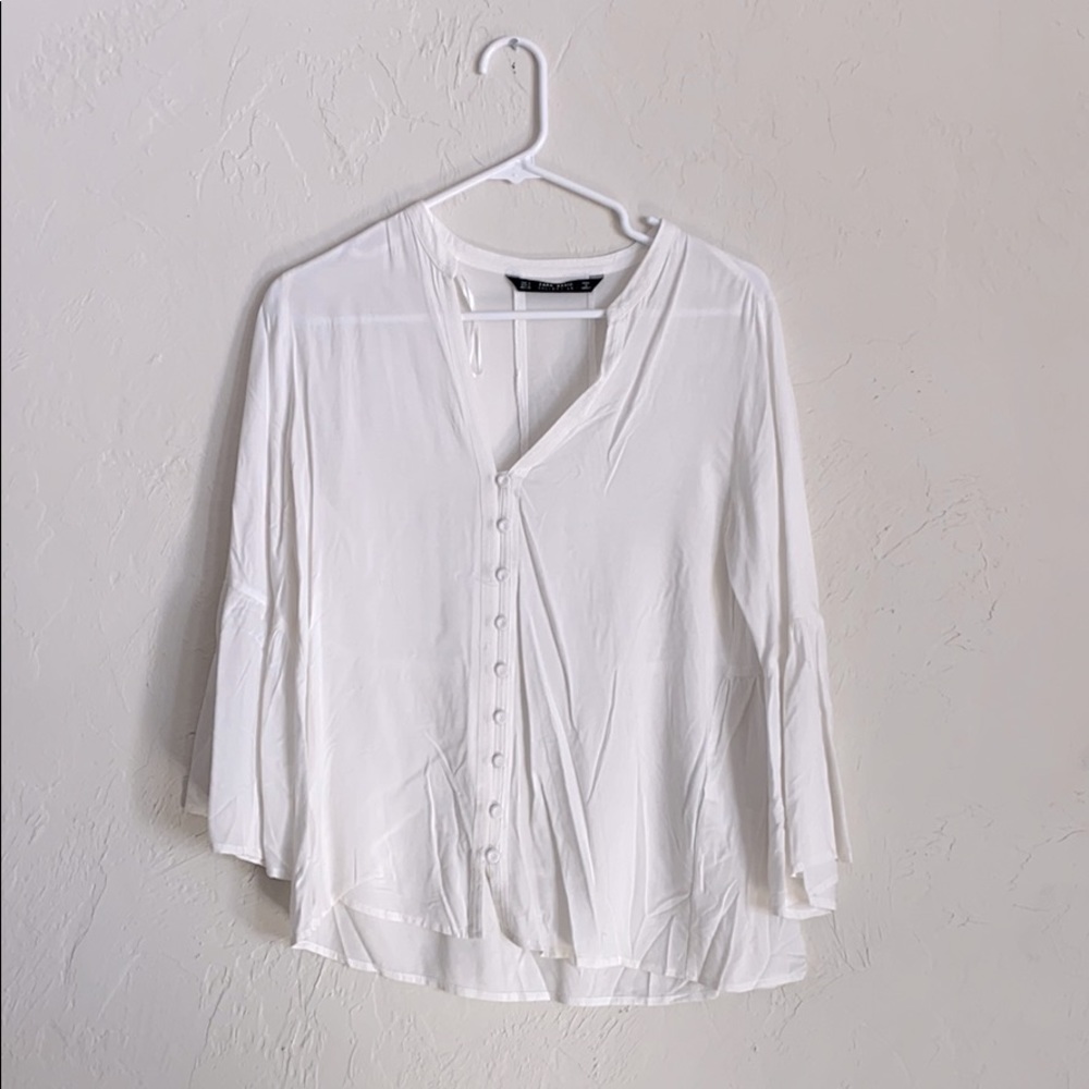 White Bell Sleeve Blouse